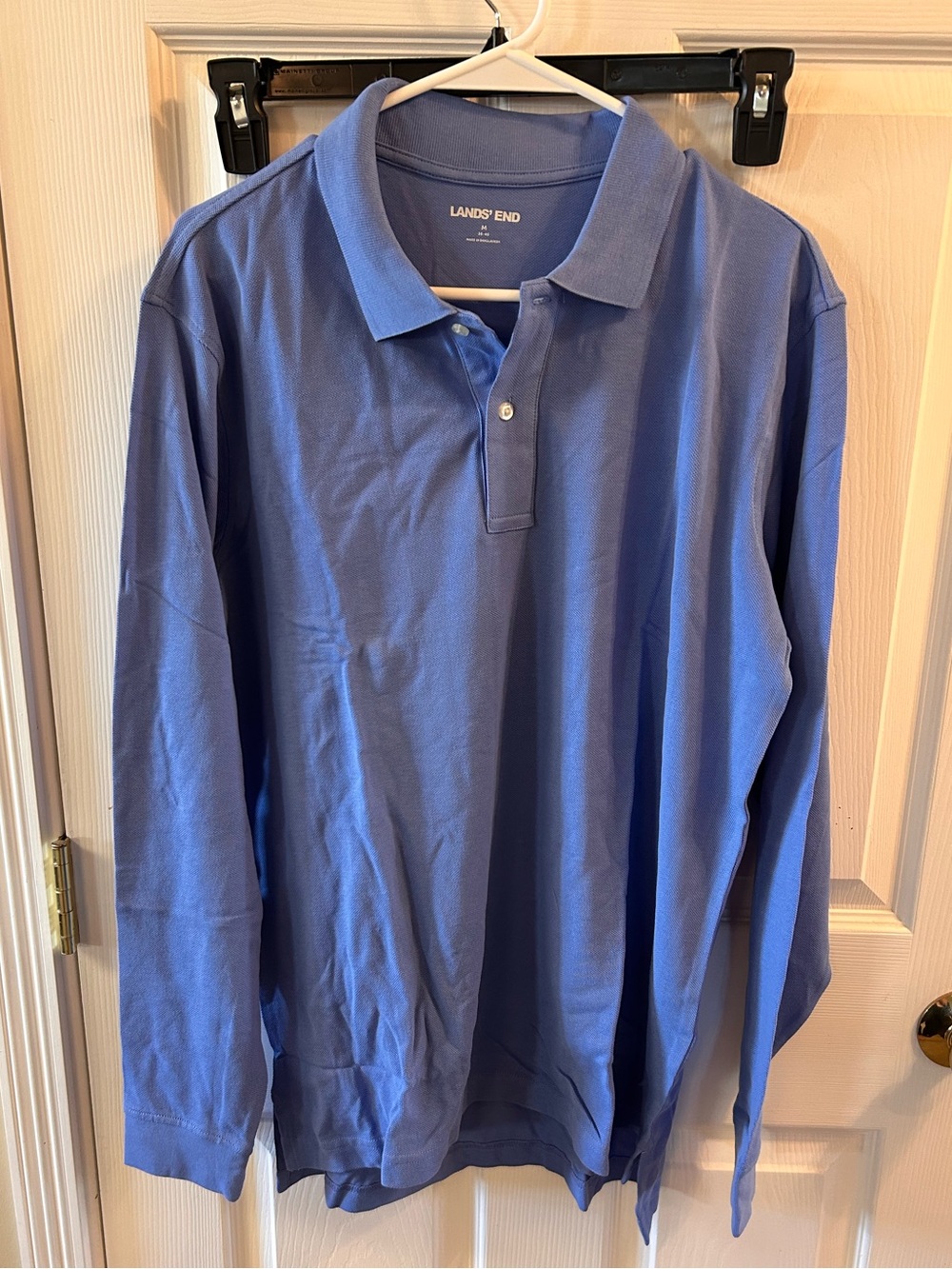 Lands' End Men's Long-Sleeve Polo in Periwinkle Blue